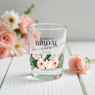 Verre A Shot Palm Hibiscus Fleurs Tropicales pour une Mariée