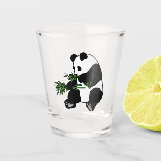 Verre A Shot Panda géant mange du bambou (Devant)