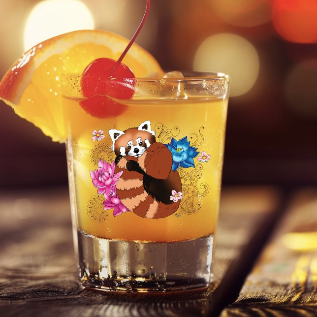 Verre A Shot Panda Rouge Lotus Fleurs Henné (Créateur téléchargé)