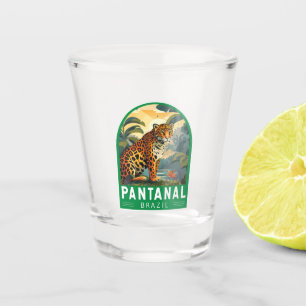 Verre A Shot Pantanal Brésil Jaguar Voyage Art Vintage