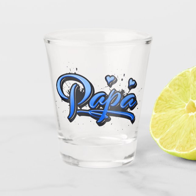 Verre A Shot Papa bleu Heart Graffiti (Devant)