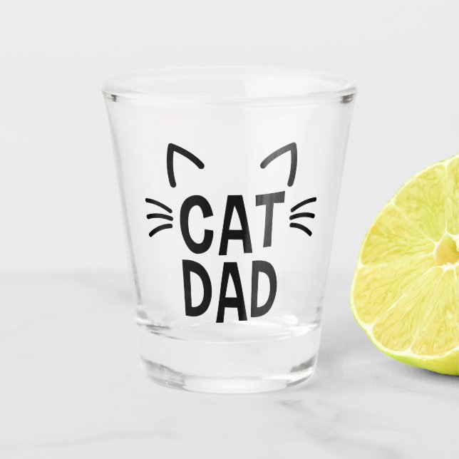 Verre A Shot Papa Chat Avec Oreilles Et Whiskers (Devant)