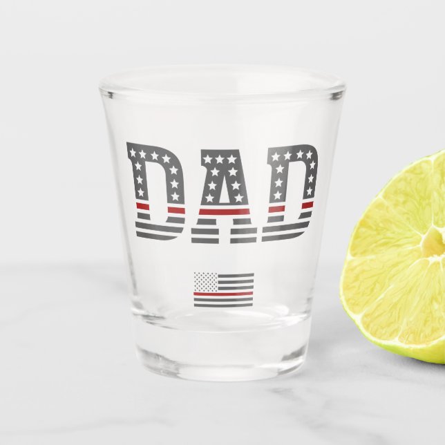Verre A Shot Papa Thin Red Line Pompier papa Cadeaux (Devant)
