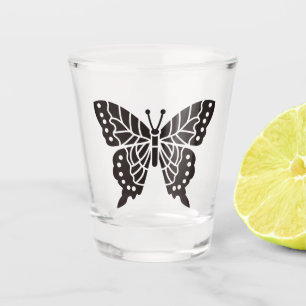 Verre A Shot Papillon noir et blanc