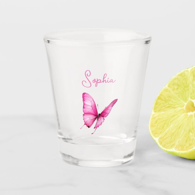Verre A Shot Papillon Rose Chic Féminin (Devant)