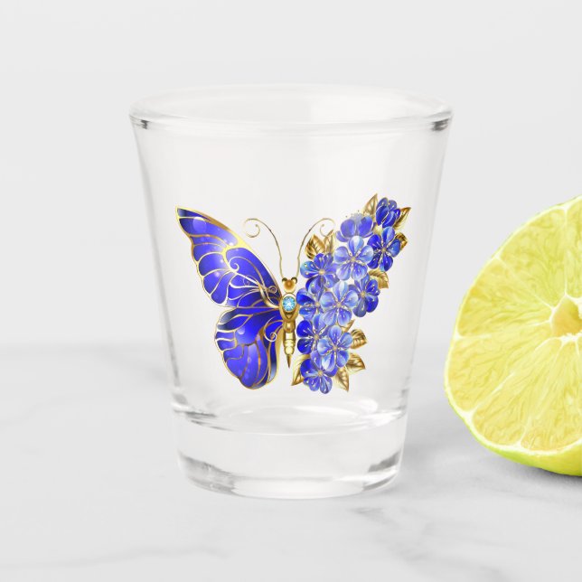 Verre A Shot Papillon Saphir Fleur (Devant)