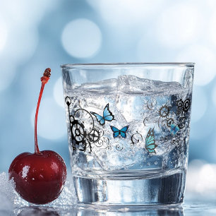Verre A Shot Papillons bleu Tribal Steampunk