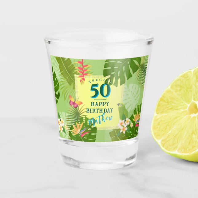 Verre A Shot Paradis Tropical Anniversaire Annuel Vert (Devant)