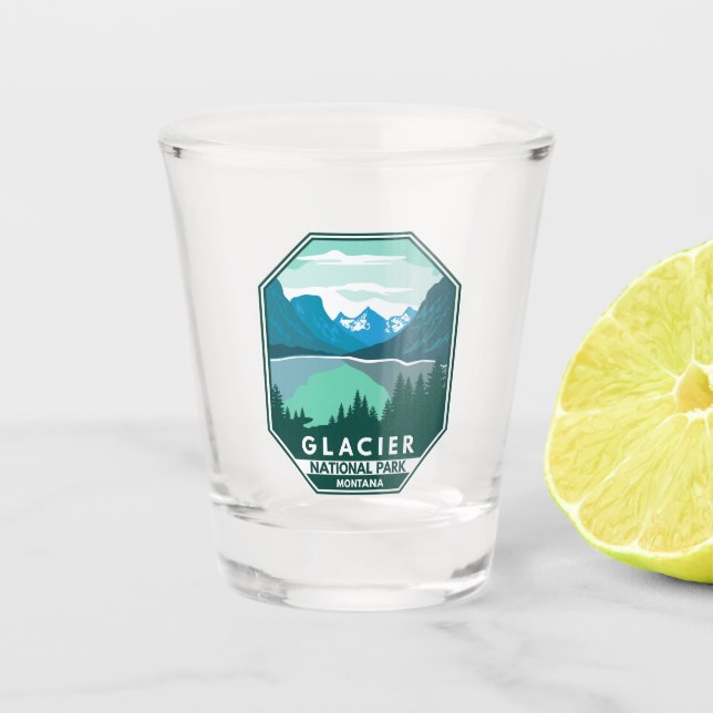 Verre A Shot Parc national des Glaciers Montana Emblem rétro (Devant)
