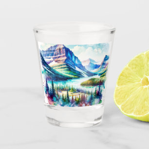 Verre A Shot Parc national du Glacier de Bright Watercolor