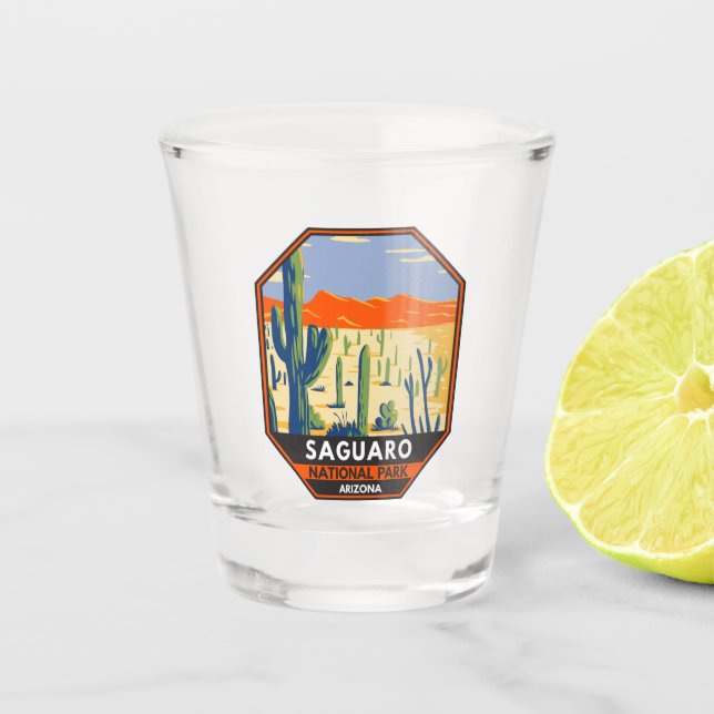 Verre A Shot Parc national du Saguaro Arizona Giant Cactus Vint (Devant)