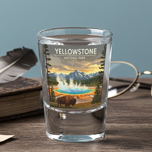 Verre A Shot Parc national vintage Yellowstone (Créateur téléchargé)