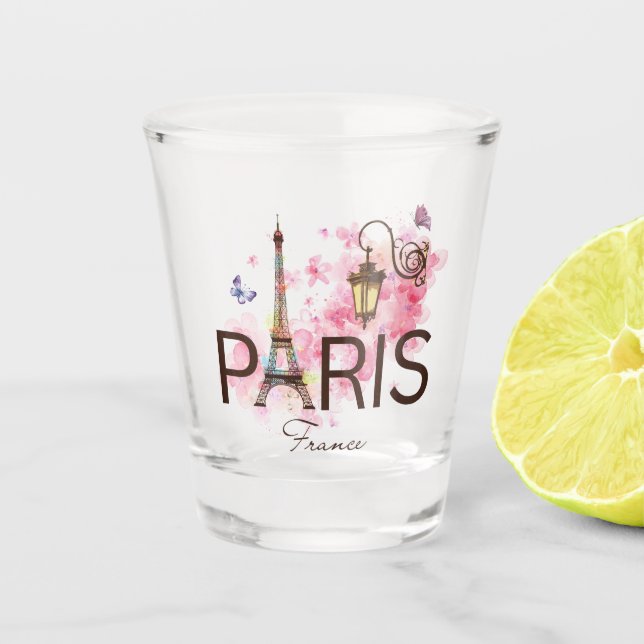 Verre A Shot Paris France Tour Eiffel & Lampe (Devant)