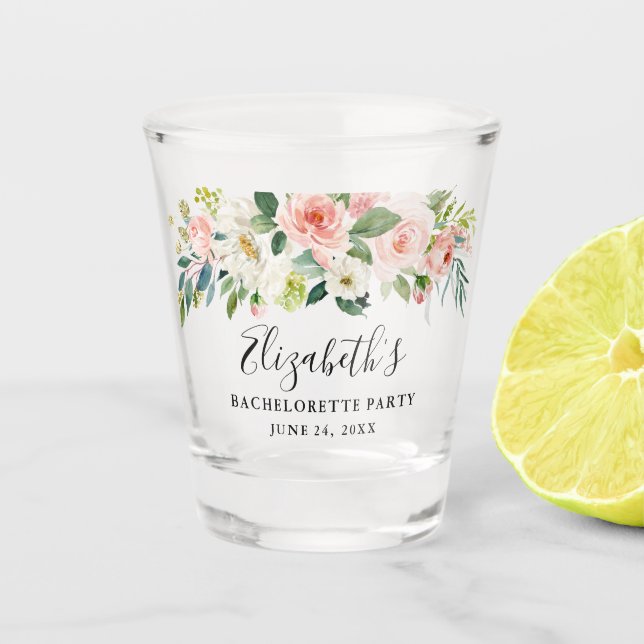 Verre A Shot Partie florale de Bachelorette d'aquarelle blanche (Devant)