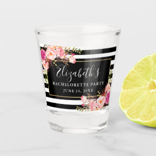 Verre A Shot Partie rayée florale de Bachelorette d'aquarelle