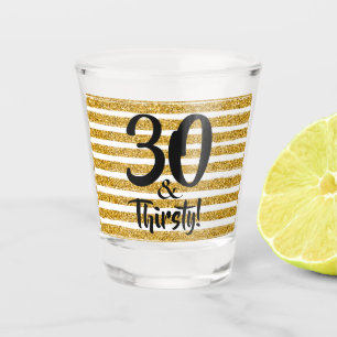 Verre A Shot parties scintillant 30 et soif Gold Faux sur mesur
