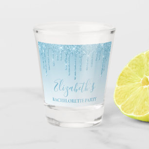 Verre A Shot Parties scintillant bleu clair moderne Bachelorett