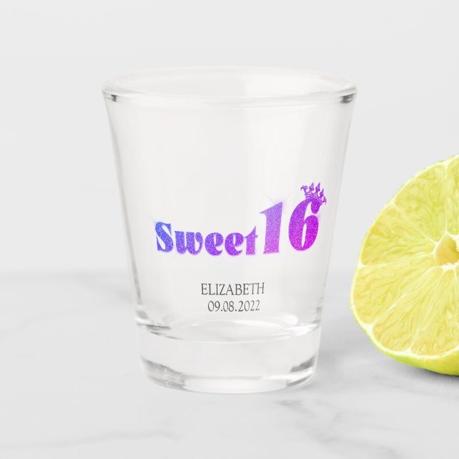 Verre A Shot Parties scintillant chic Tiara Sweet 16 (Devant)