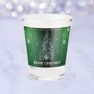 Verre A Shot Parties scintillant d'arbre de Noël et flocons de