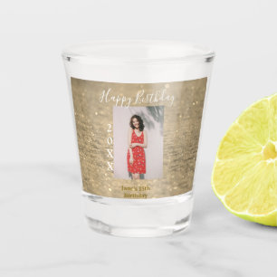 Verre A Shot Parties scintillant d'or heureux 15e anniversaire