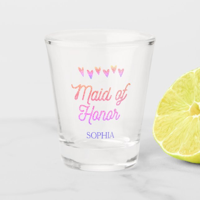 Verre A Shot Parties scintillant Gradation Coeur Maid of Honor  (Devant)