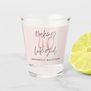 Verre A Shot parties scintillant rose fille, 40e anniversaire m