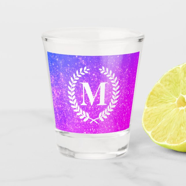 Verre A Shot Parties scintillant Violette Avec Monogramme (Devant)