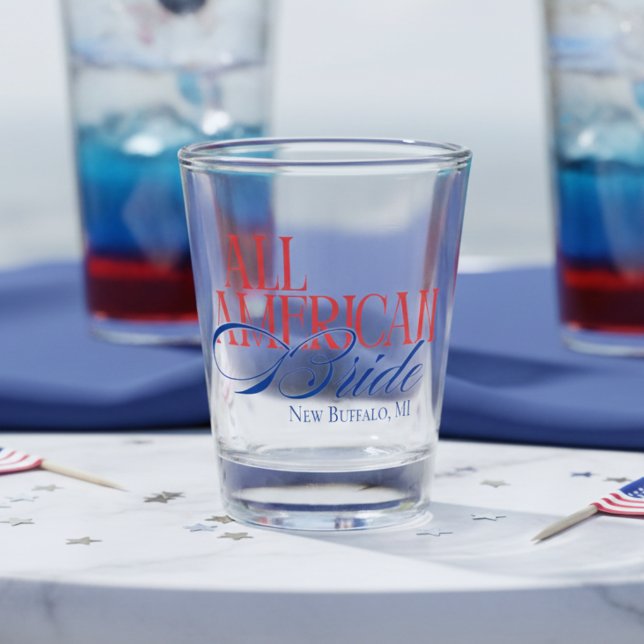 Verre A Shot Patriotic All American Bride Bachelorette (Patriotic All American Bride Bachelorette Shot Glass)
