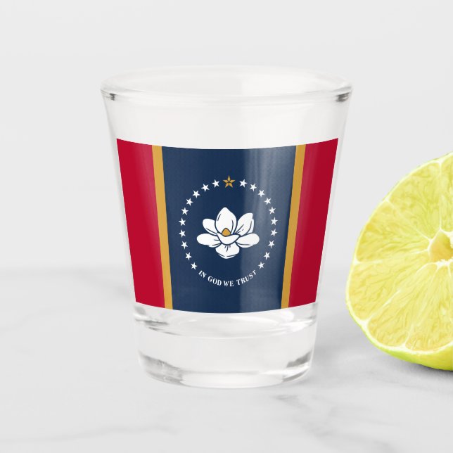 Verre A Shot Patriotic shot glass with flag of Mississippi (Devant)