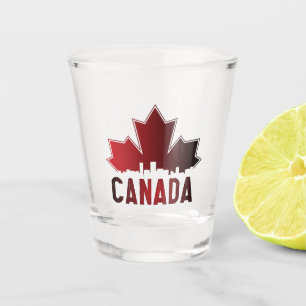 Verre A Shot Patriotique de feuille d'érable rayée du Canada
