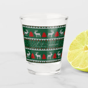 Verre A Shot Pays des merveilles d'hiver, sapin vert avec Renne