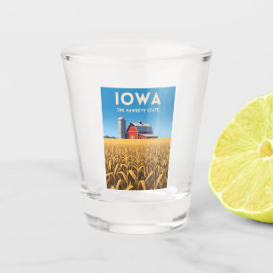 Verre A Shot Paysage agricole du cœur de l'Iowa de voyage vinta