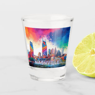 Verre A Shot Paysage Coloré de Nashville Abstrait