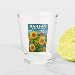 Verre A Shot Paysage du tournesol Vintage voyage rétro Kansas