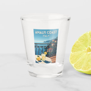 Verre A Shot Paysage rétro Vintage voyage Côte Amalfi Italie