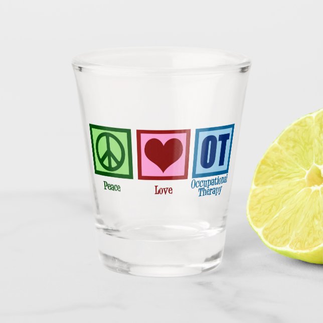 Verre A Shot Peace Love ergothérapie mignonne OT (Devant)