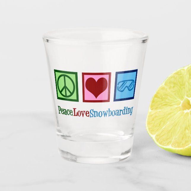 Verre A Shot Peace Love Snowboard (Devant)