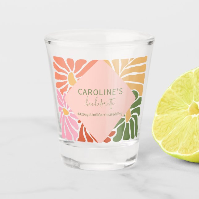 Verre A Shot Peach rose Super Floral Abstrait (Devant)