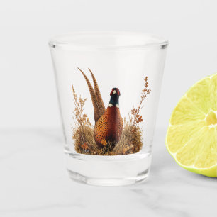 Verre A Shot Peinture à l'huile Faisan d'Automne