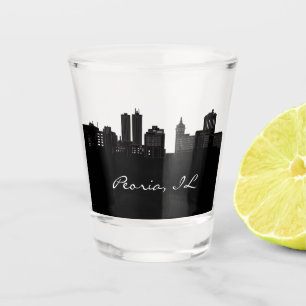 Verre A Shot Peoria noir et blanc Illinois Skyline