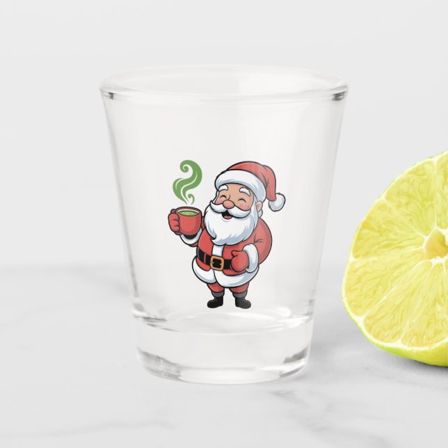 Verre A Shot Père Noël buvant un Noël Matcha (Devant)