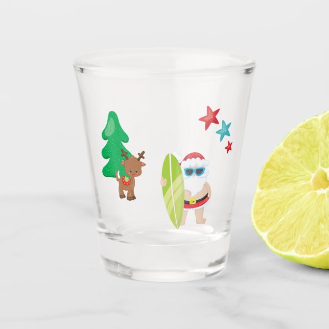 Verre A Shot Père Noël d'été à la plage (Devant)