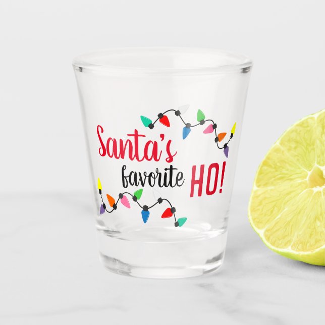 Verre A Shot Père Noël drôle aide lumières de Noël en guirlande (Devant)