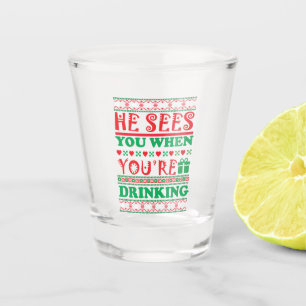 Verre A Shot Père Noël drôle voit fête de boisson