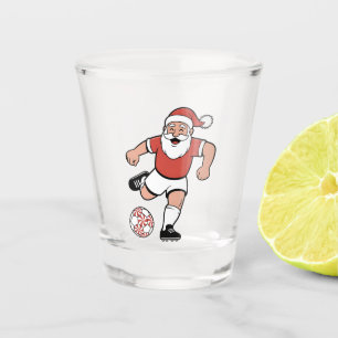 Verre A Shot Père Noël jouant au football Noël Joueur Sport