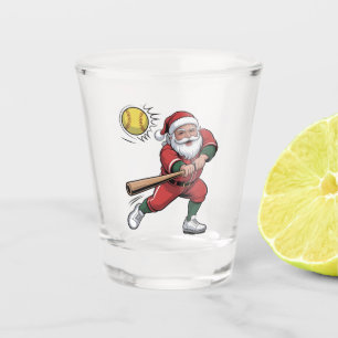 Verre A Shot Père Noël Jouer Softball Christmas Player Sport
