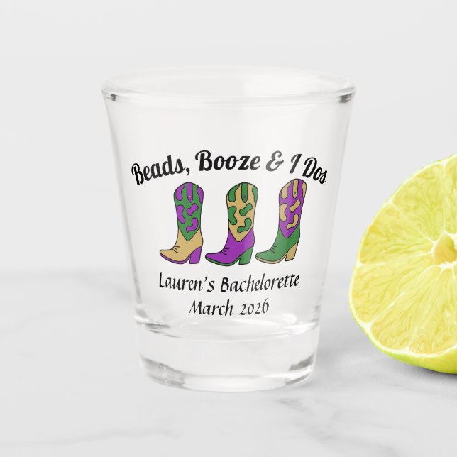 Verre A Shot Perles Alcools & Je Dis Oui Mardi Gras (Devant)