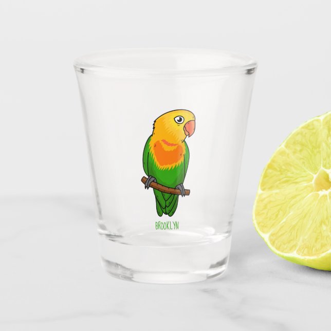 Verre A Shot Perroquet de caricature mignon lovebird (Devant)