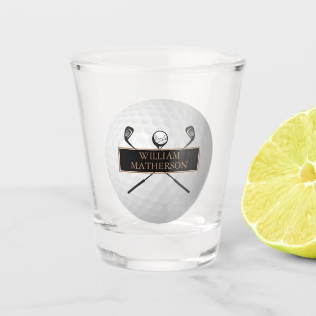 Verre A Shot Personalized Gold and Black Golf Ball Classic (Devant)