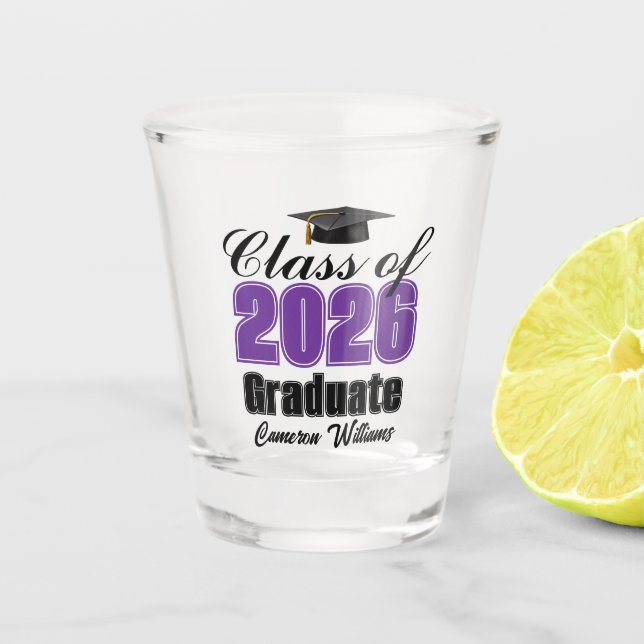 Verre A Shot Personalized Purple Class of 2026 Graduation Party (Devant)